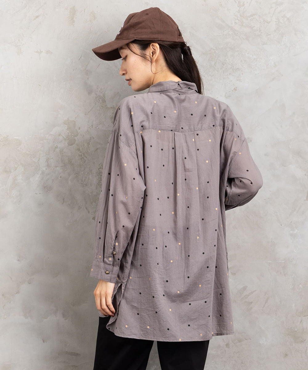 21号(6L～) ホイルドットプリントシャツ