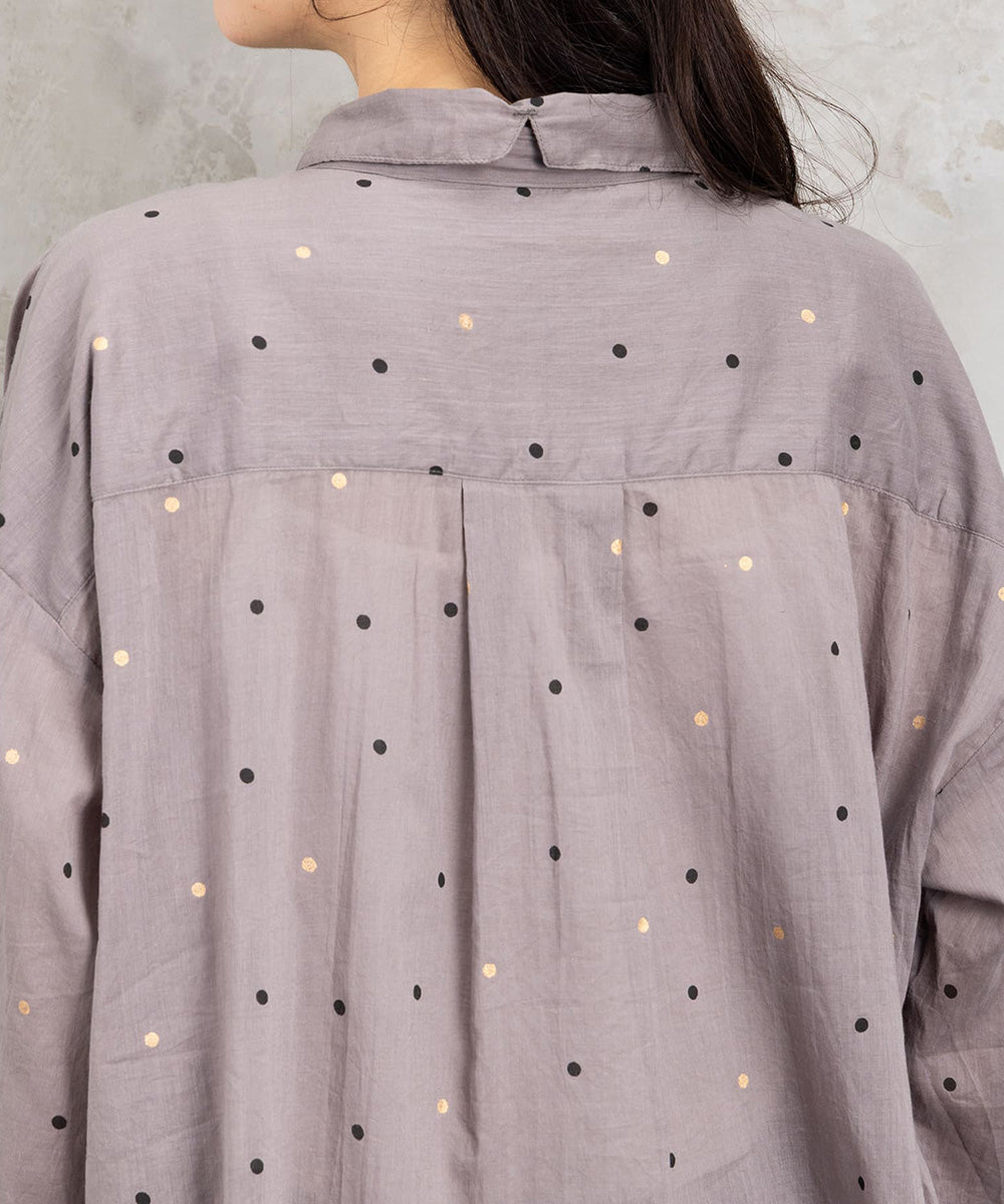 21号(6L～) ホイルドットプリントシャツ