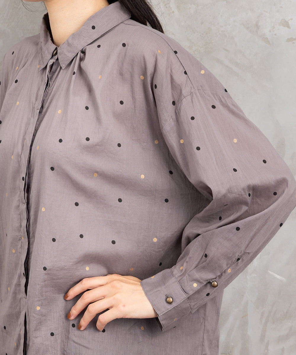 21号(6L～) ホイルドットプリントシャツ