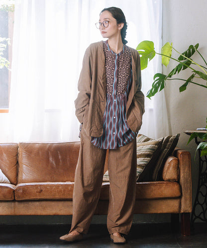 INDESIGN MIXプリントバンドカラーブラウス