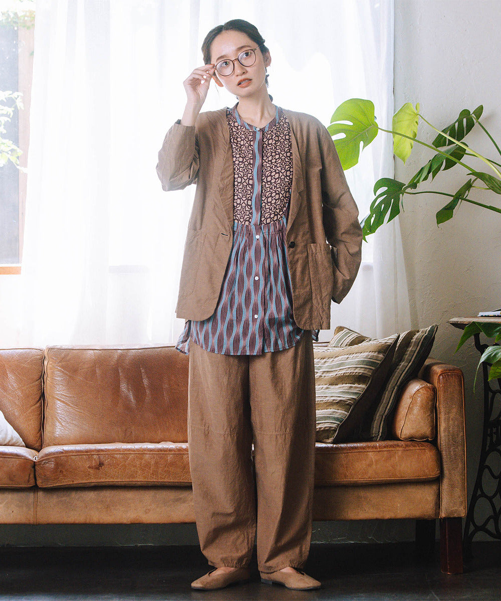 21号(6L～) INDESIGN MIXプリントバンドカラーブラウス