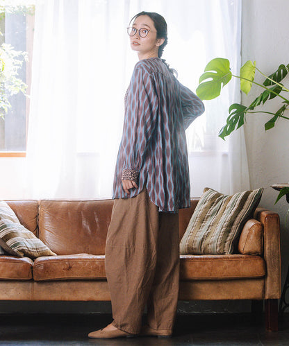 21号(6L～) INDESIGN MIXプリントバンドカラーブラウス