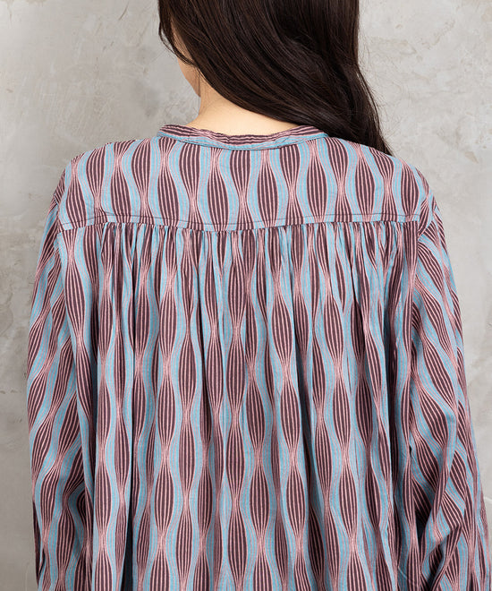 INDESIGN MIXプリントバンドカラーブラウス