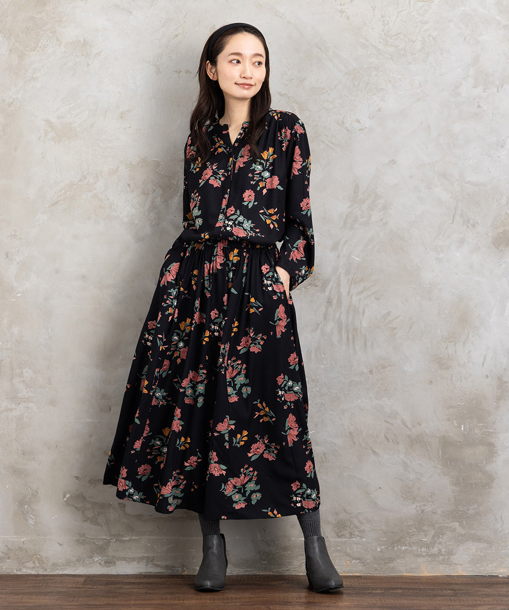 大きいサイズ レディース 花柄 プリント 長袖ブラウス