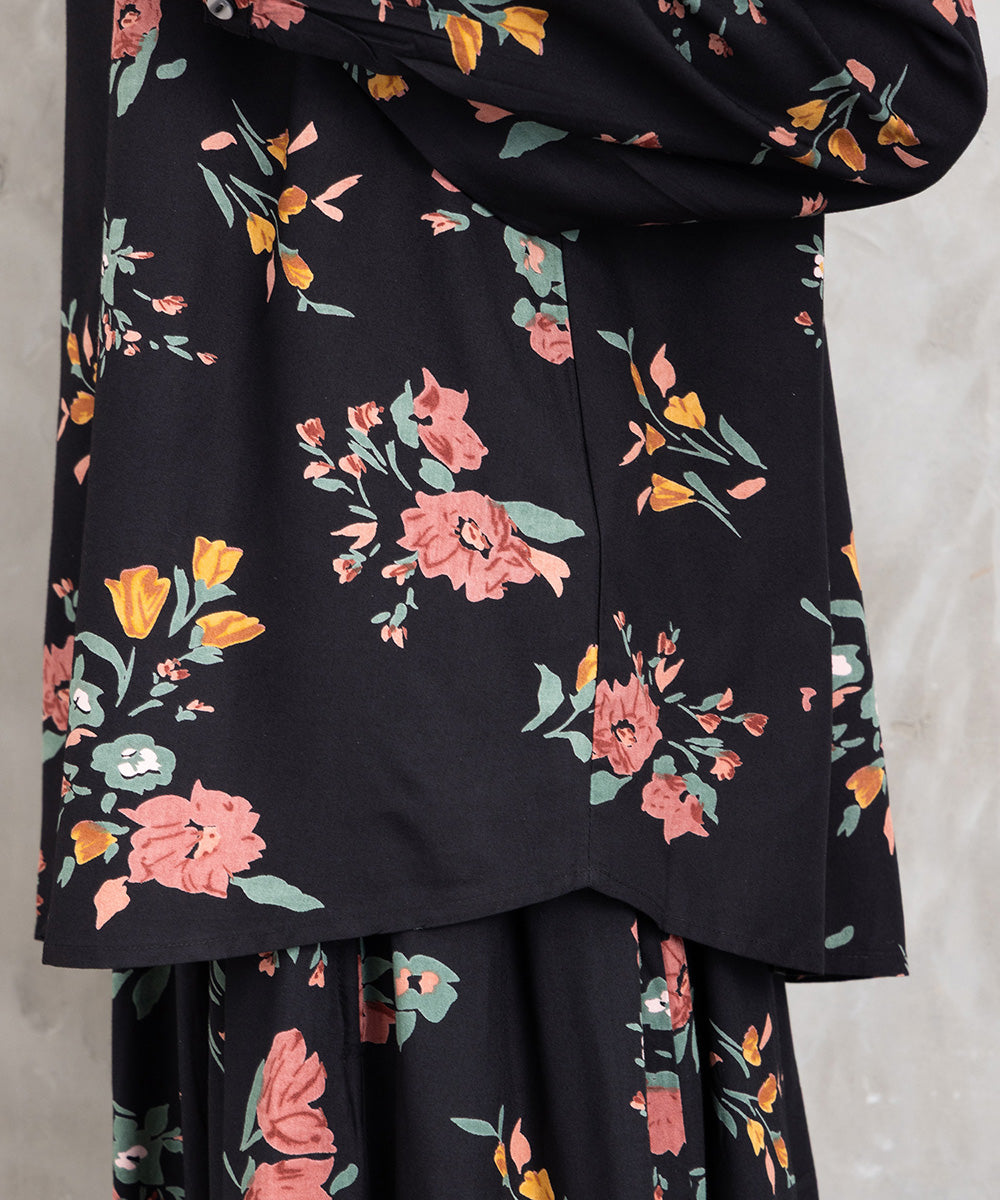 INDESIGN フラワーブーケプリントブラウス