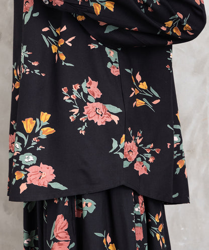 INDESIGN フラワーブーケプリントブラウス