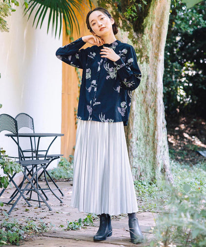 INDESIGN フラワープリントフリルカラーブラウス