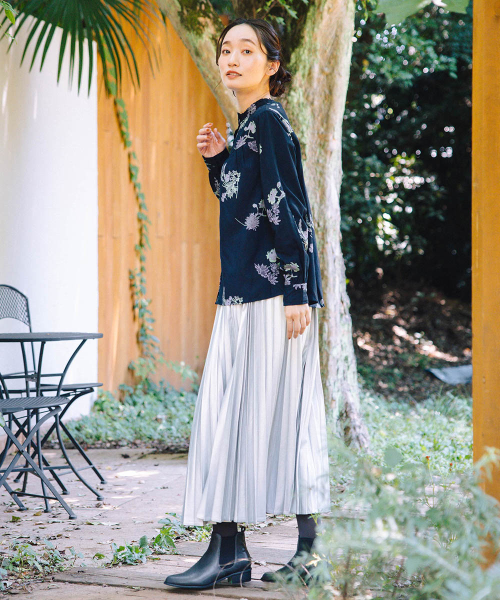 INDESIGN フラワープリントフリルカラーブラウス