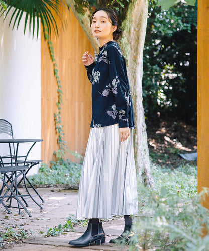 INDESIGN フラワープリントフリルカラーブラウス