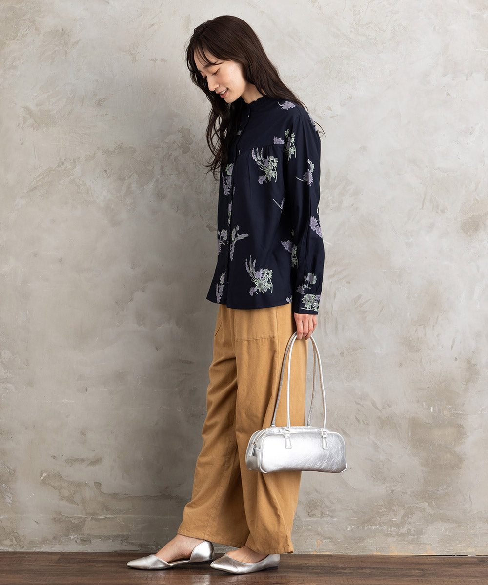 INDESIGN フラワープリントフリルカラーブラウス