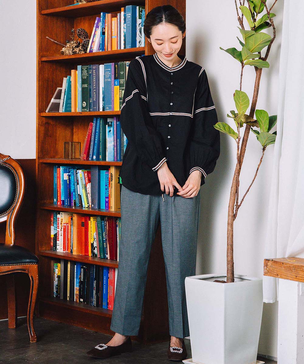 INDESIGN コードエンブロイダリーバンドカラーブラウス