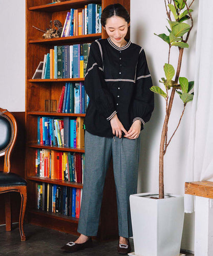 INDESIGN コードエンブロイダリーバンドカラーブラウス