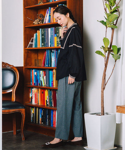 INDESIGN コードエンブロイダリーバンドカラーブラウス