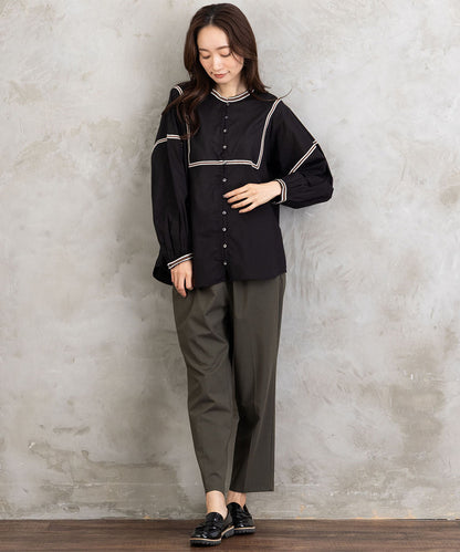 INDESIGN コードエンブロイダリーバンドカラーブラウス