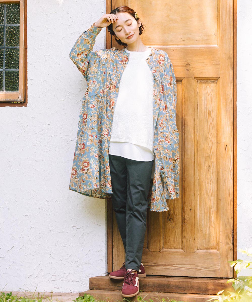 大きいサイズ レディース ロングブラウス ジョーゼット素材 丈長め