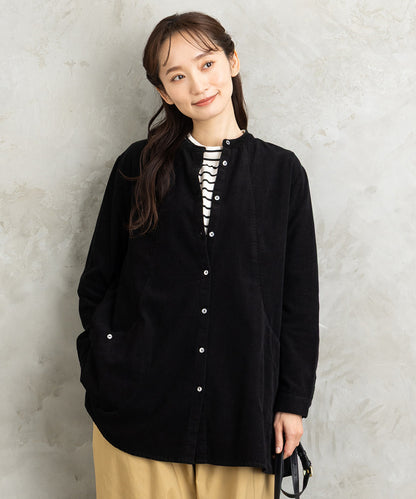 INDESIGN コーデュロイバンドカラーシャツ