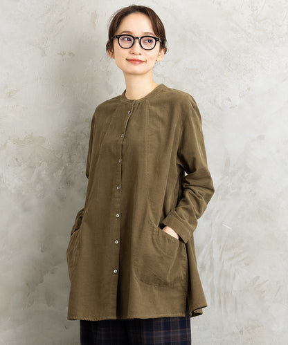 INDESIGN コーデュロイバンドカラーシャツ