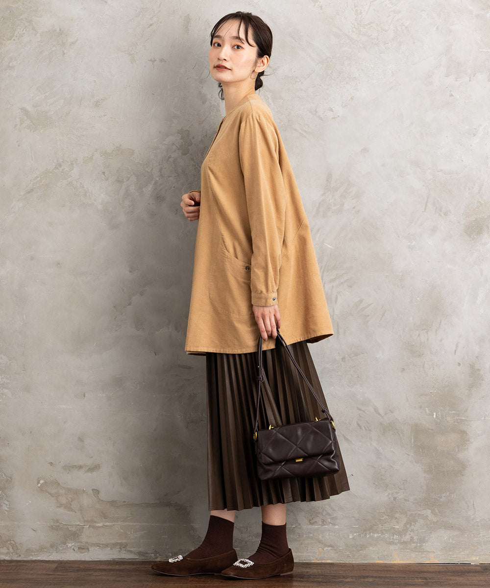 21号(6L～) INDESIGN コーデュロイバンドカラーシャツ