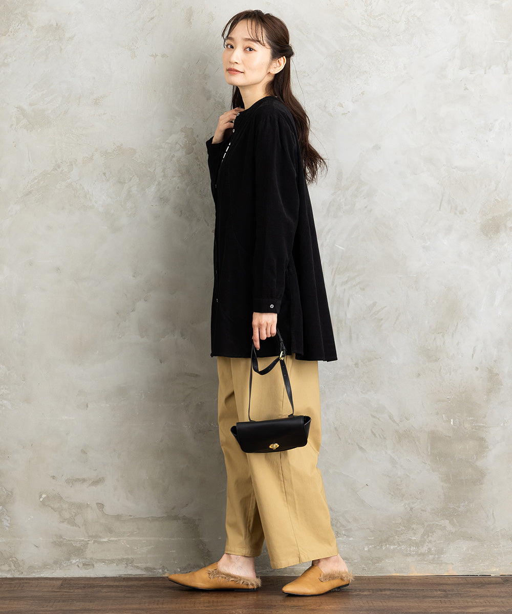 INDESIGN コーデュロイバンドカラーシャツ