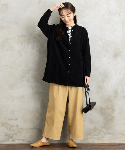 INDESIGN コーデュロイバンドカラーシャツ