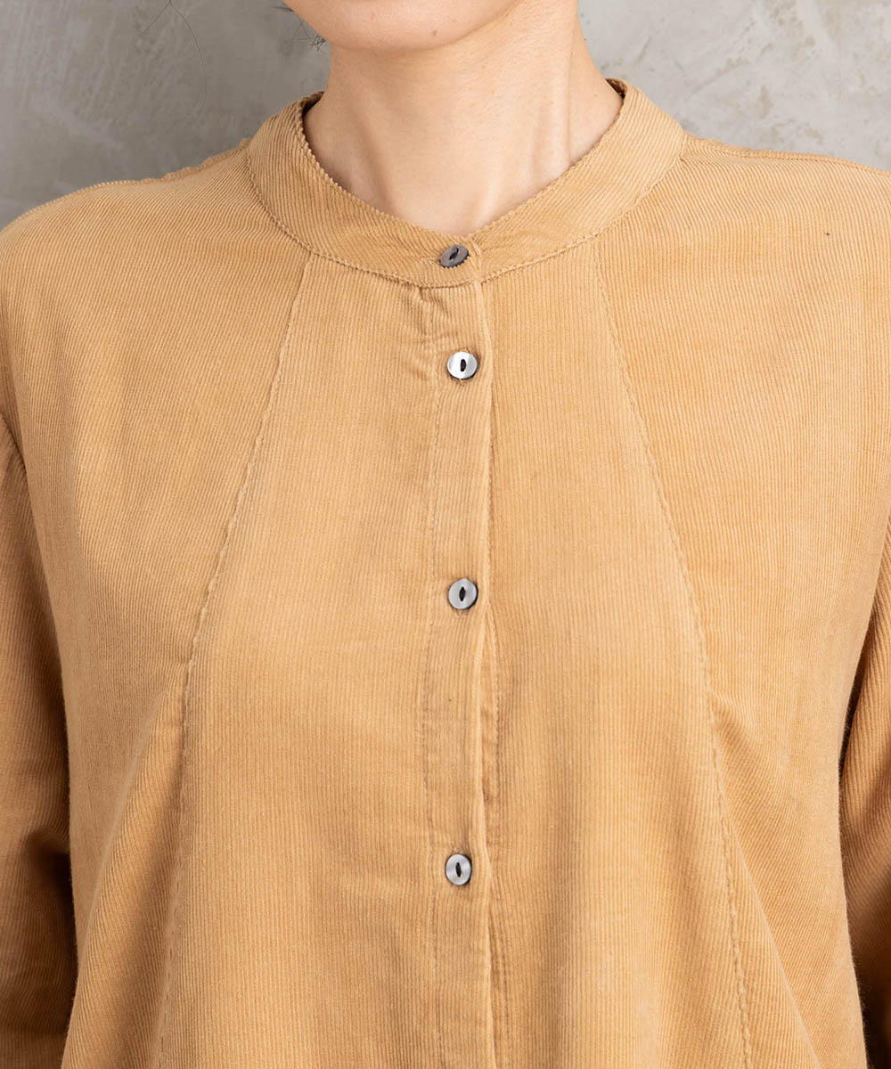 INDESIGN コーデュロイバンドカラーシャツ