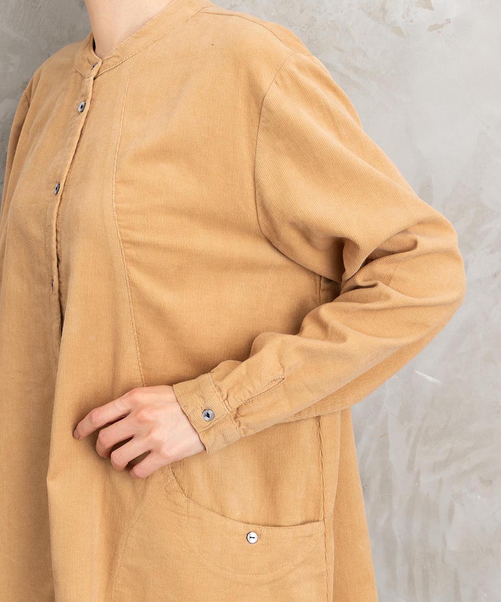 21号(6L～) INDESIGN コーデュロイバンドカラーシャツ