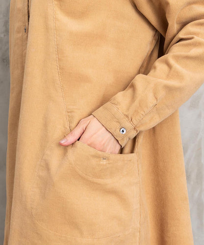 INDESIGN コーデュロイバンドカラーシャツ