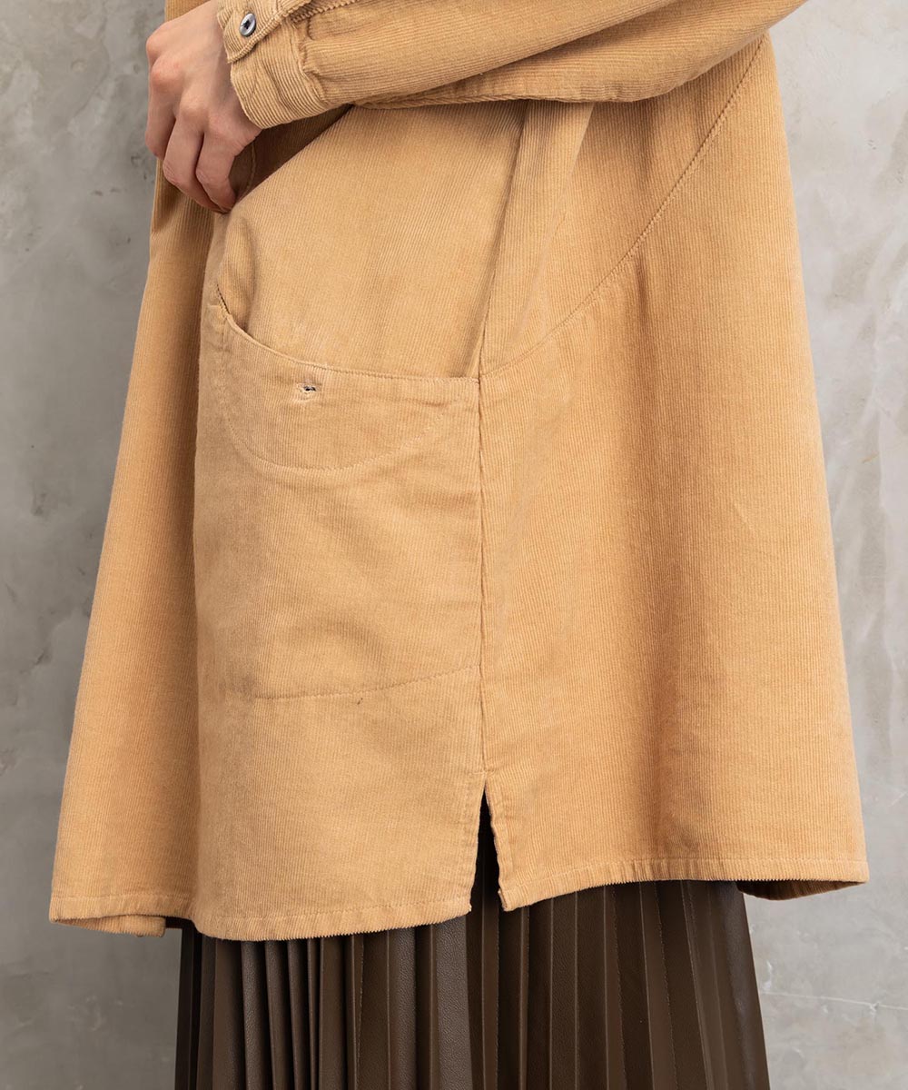 INDESIGN コーデュロイバンドカラーシャツ