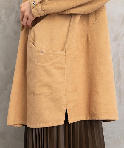 21号(6L～) INDESIGN コーデュロイバンドカラーシャツ