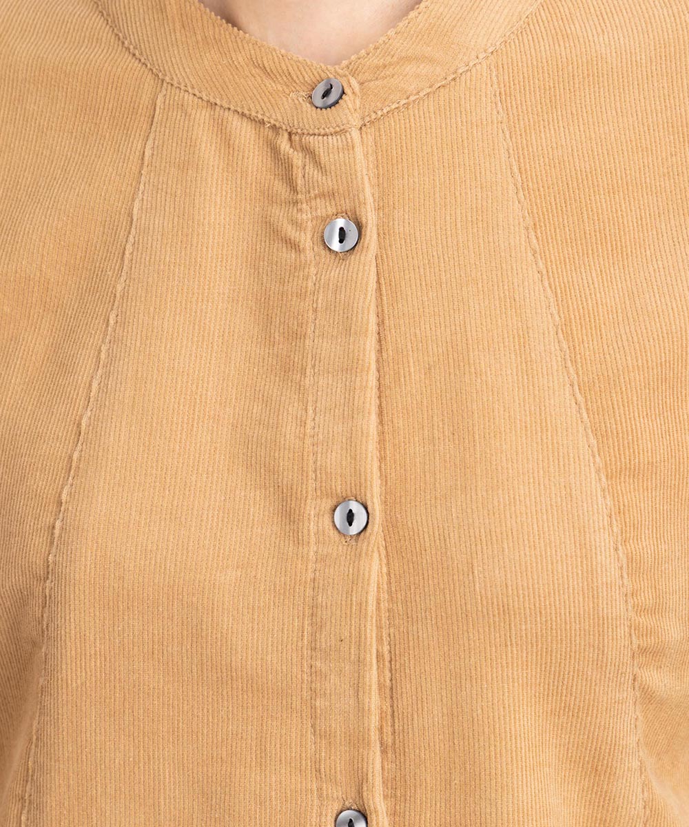 INDESIGN コーデュロイバンドカラーシャツ