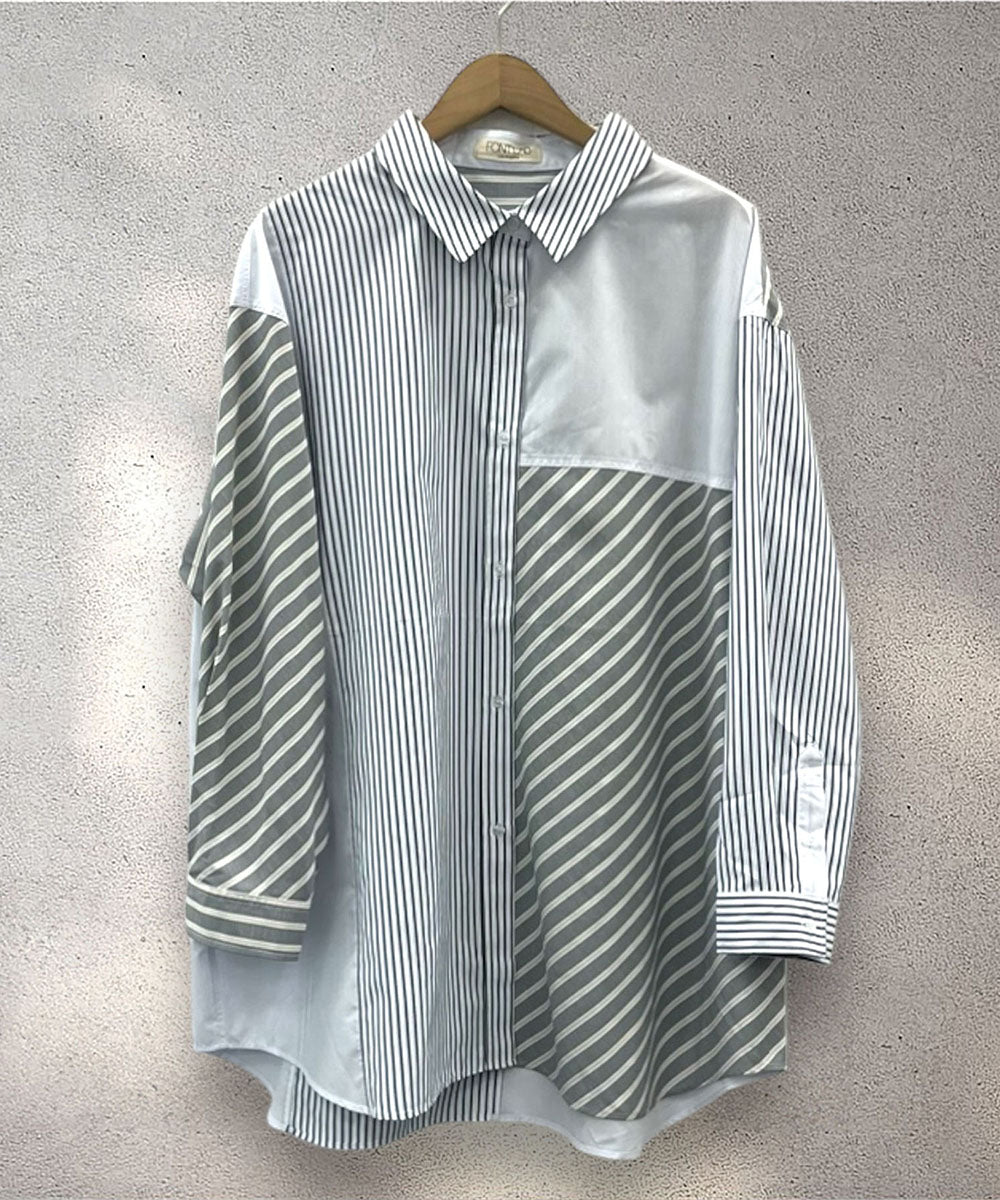 FONTLAB ストライプクレイジーパターンシャツ