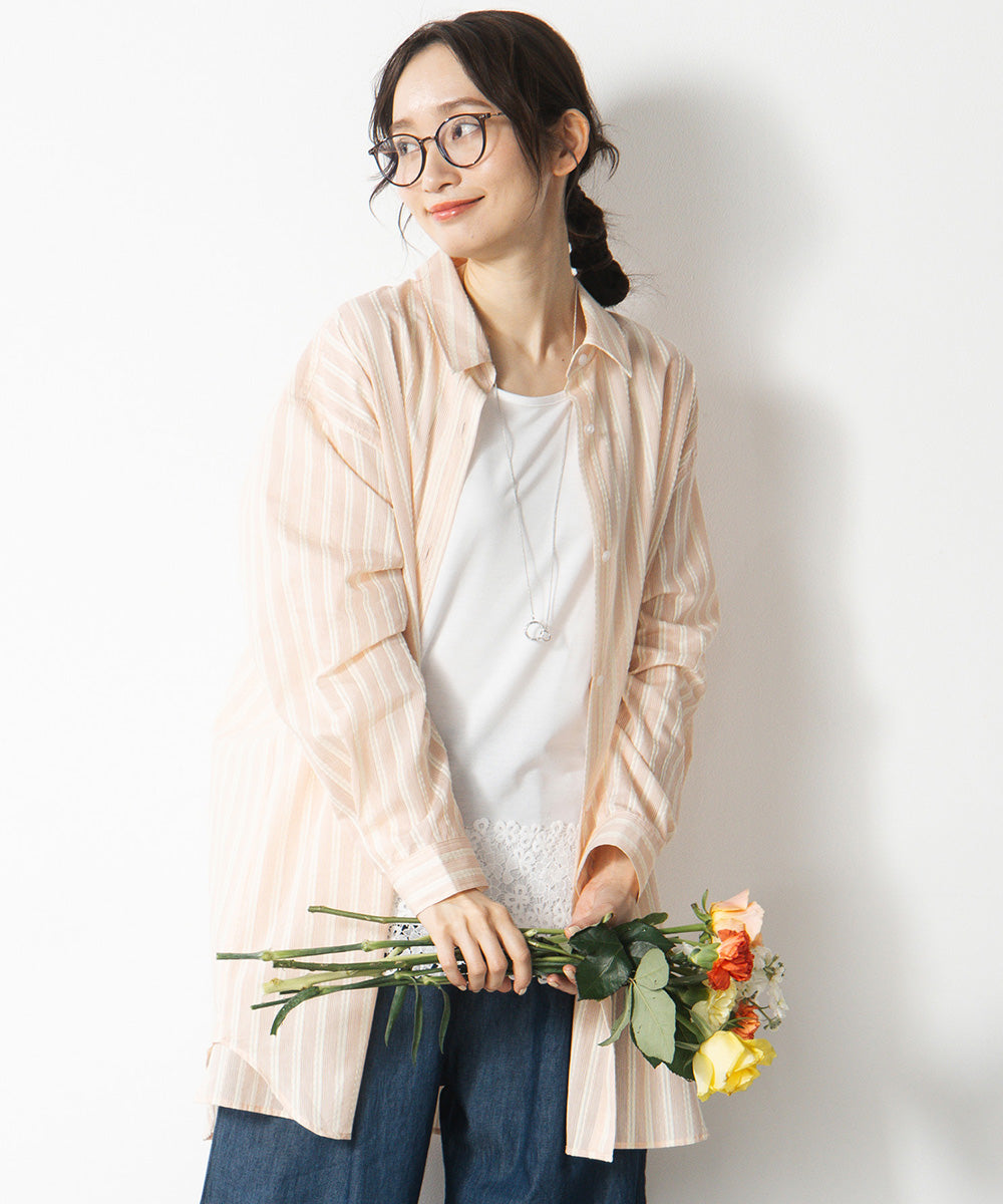 ストライプジャカードシャツ