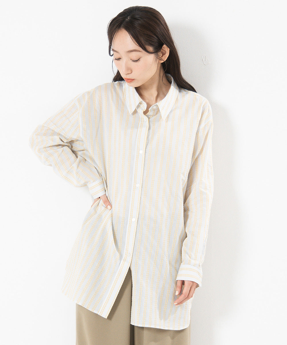 ストライプジャカードシャツ
