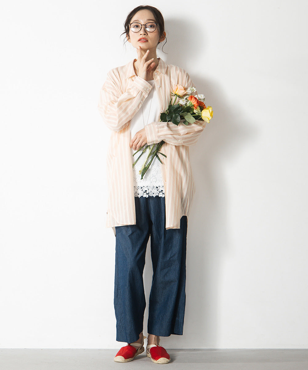 ストライプジャカードシャツ