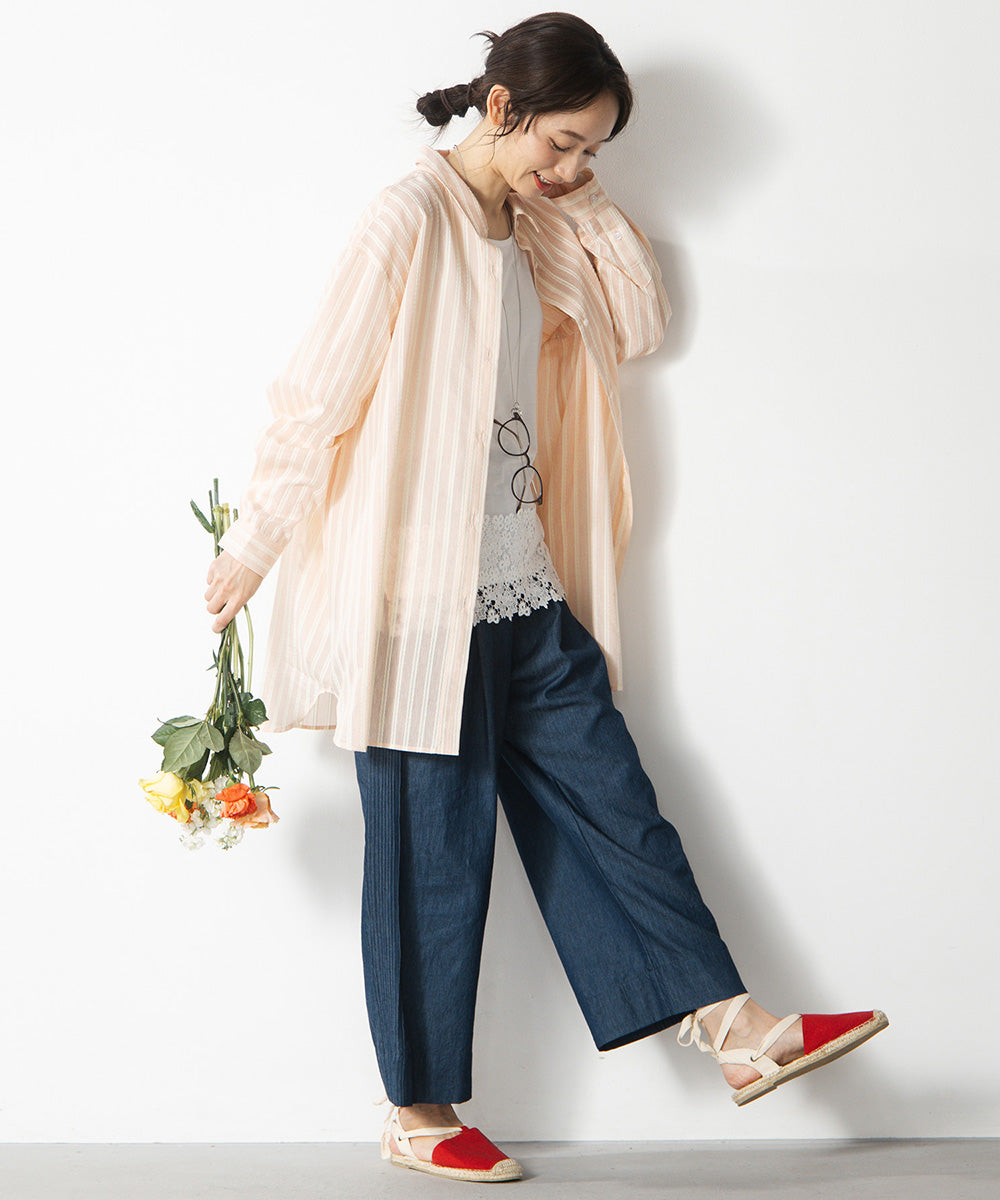 ストライプジャカードシャツ