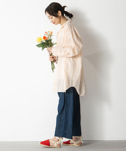 ストライプジャカードシャツ