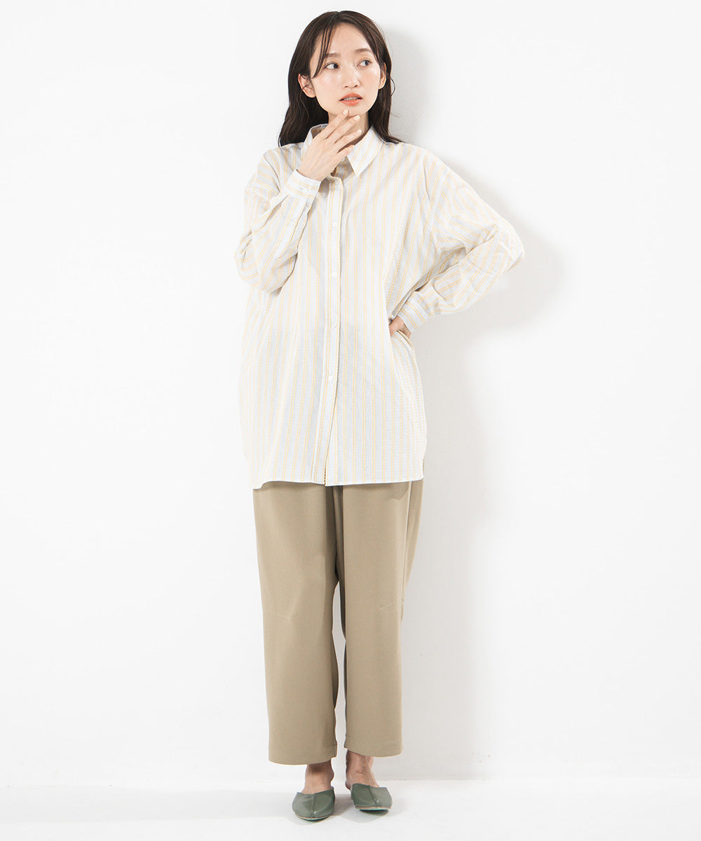 ストライプジャカードシャツ