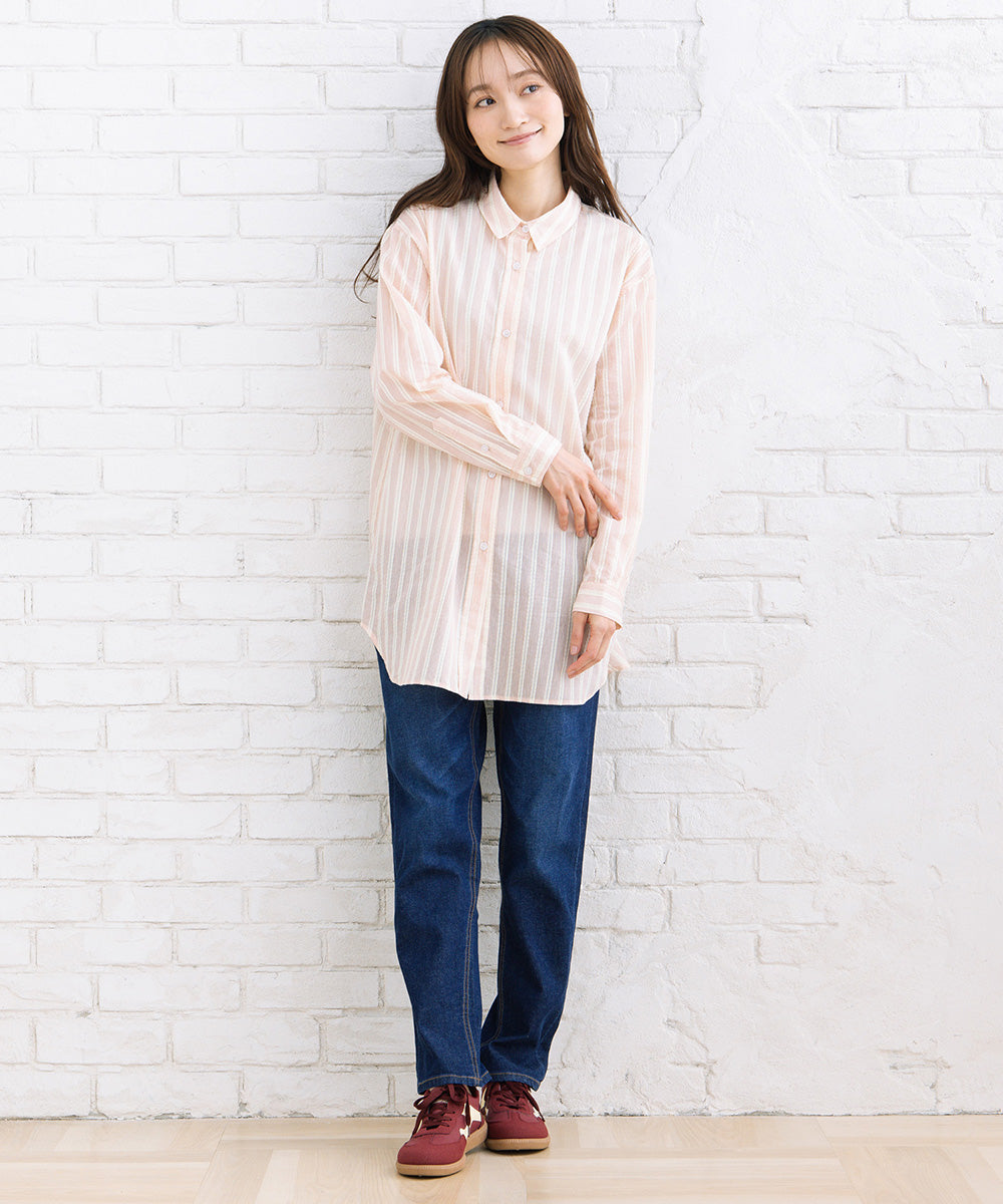 ストライプジャカードシャツ