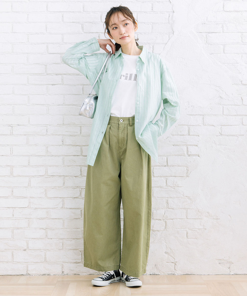 ストライプジャカードシャツ