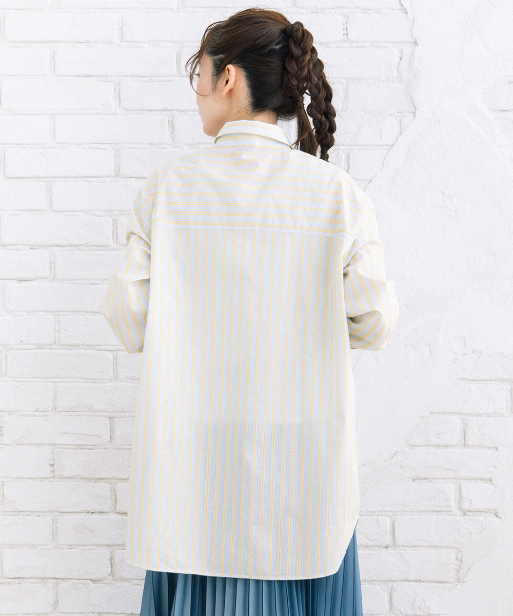 ストライプジャカードシャツ