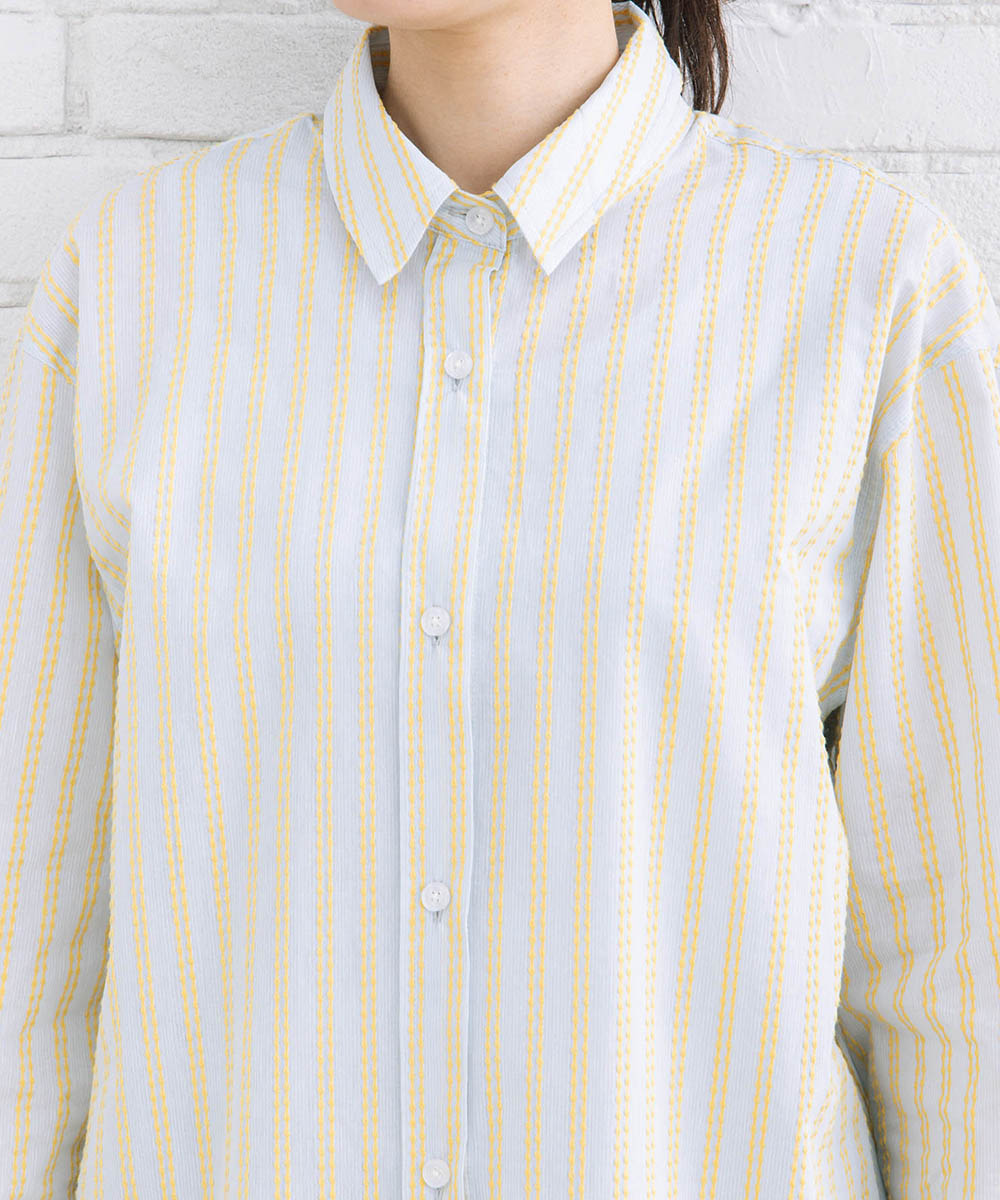 ストライプジャカードシャツ