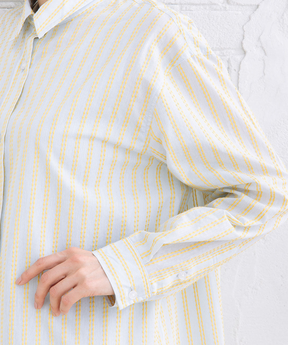 ストライプジャカードシャツ