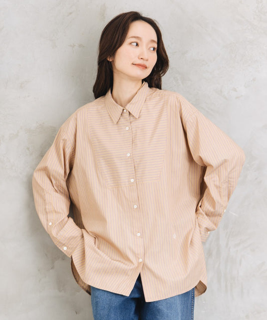 LIYOCA [Rogique]〈MADE IN JAPAN〉ストライプ刺繍ワンポイントシャツ【先行予約】