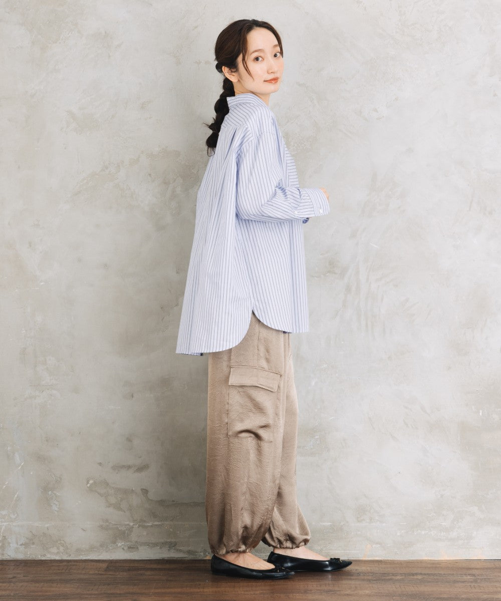 LIYOCA [Rogique]〈MADE IN JAPAN〉ストライプ刺繍ワンポイントシャツ【先行予約】