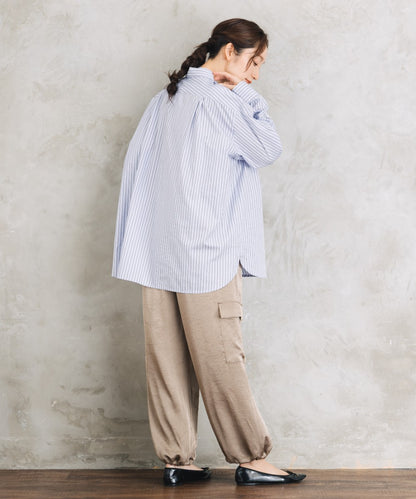 LIYOCA [Rogique]〈MADE IN JAPAN〉ストライプ刺繍ワンポイントシャツ【先行予約】