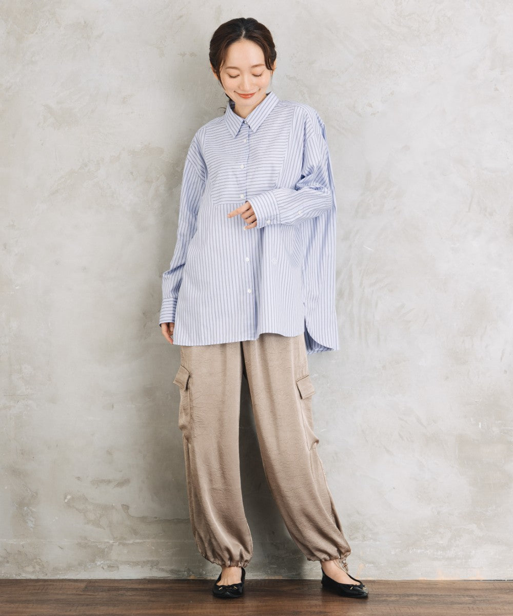 LIYOCA [Rogique]〈MADE IN JAPAN〉ストライプ刺繍ワンポイントシャツ【先行予約】