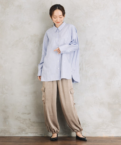 LIYOCA [Rogique]〈MADE IN JAPAN〉ストライプ刺繍ワンポイントシャツ【先行予約】