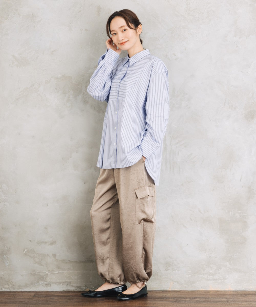 LIYOCA [Rogique]〈MADE IN JAPAN〉ストライプ刺繍ワンポイントシャツ【先行予約】