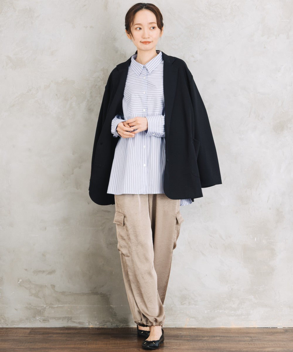 LIYOCA [Rogique]〈MADE IN JAPAN〉ストライプ刺繍ワンポイントシャツ【先行予約】