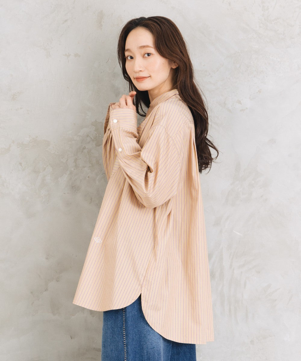 LIYOCA [Rogique]〈MADE IN JAPAN〉ストライプ刺繍ワンポイントシャツ【先行予約】